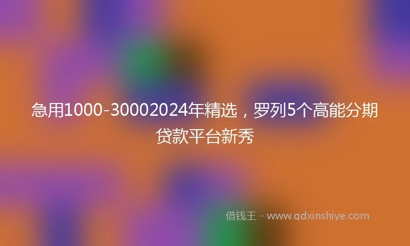 急用1000-30002024年精选，罗列5个高能分期贷款平台新秀