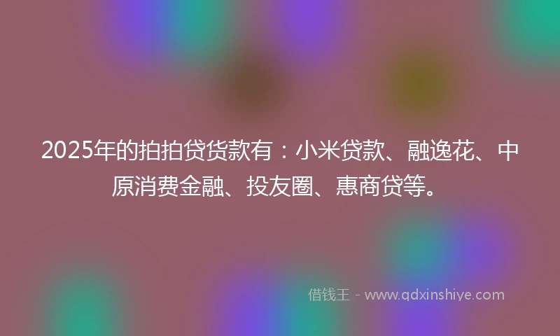 2025年的拍拍贷货款有：小米贷款、融逸花、中原消费金融、投友圈、惠商贷等。