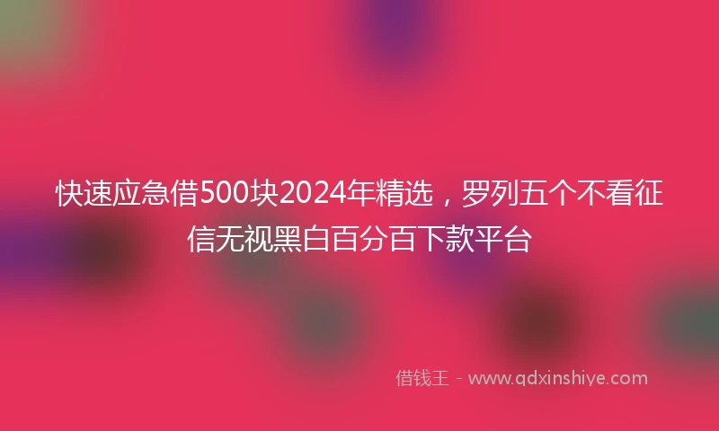快速应急借500块2024年精选，罗列五个不看征信无视黑白百分百下款平台