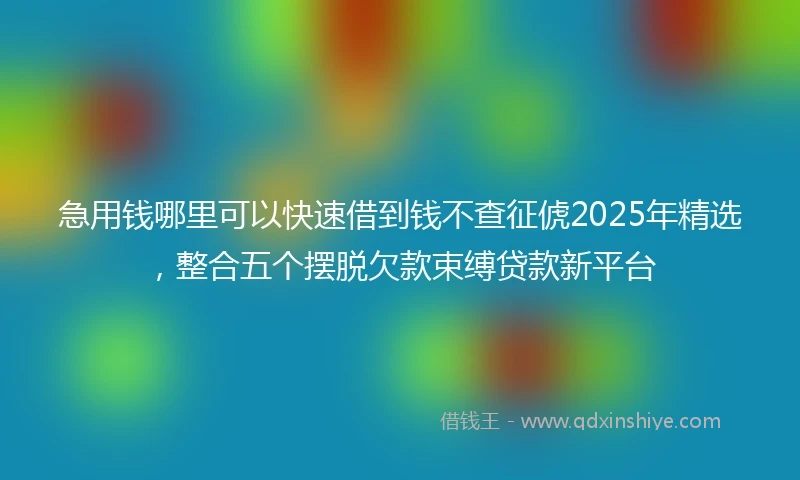 急用钱哪里可以快速借到钱不查征俿2025年精选，整合五个摆脱欠款束缚贷款新平台