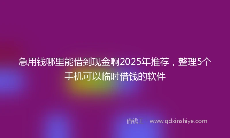 急用钱哪里能借到现金啊2025年推荐，整理5个手机可以临时借钱的软件