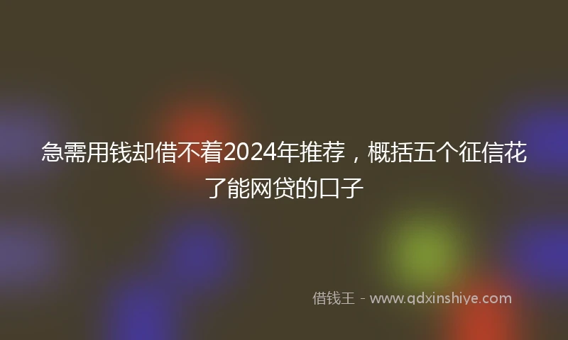 急需用钱却借不着2024年推荐，概括五个征信花了能网贷的口子