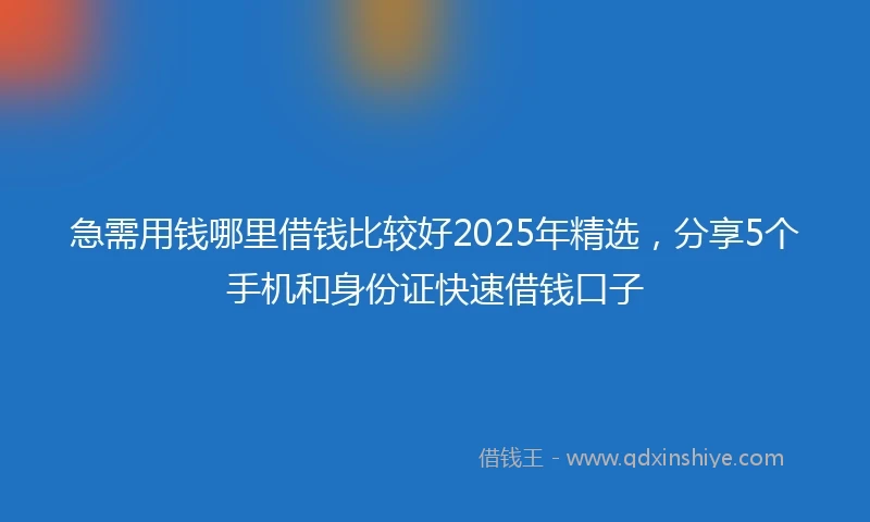 急需用钱哪里借钱比较好2025年精选，分享5个手机和身份证快速借钱口子