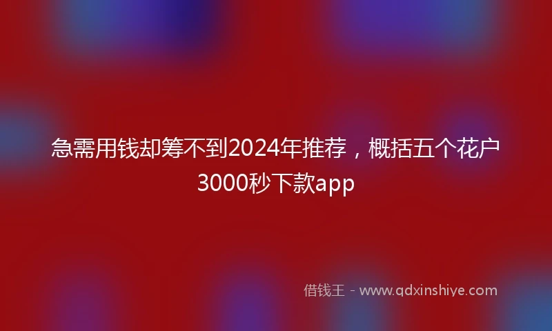急需用钱却筹不到2024年推荐，概括五个花户3000秒下款app