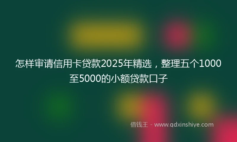 怎样审请信用卡贷款2025年精选，整理五个1000至5000的小额贷款口子
