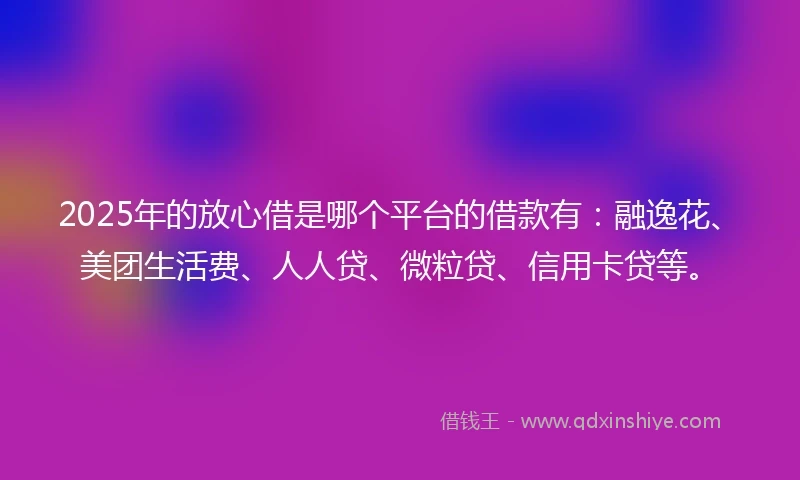 2025年的放心借是哪个平台的借款有：融逸花、美团生活费、人人贷、微粒贷、信用卡贷等。