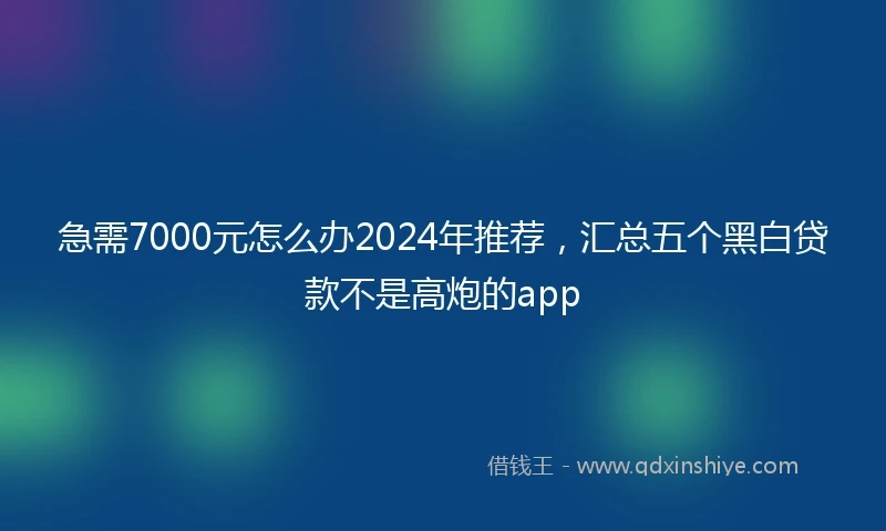 急需7000元怎么办2024年推荐，汇总五个黑白贷款不是高炮的app