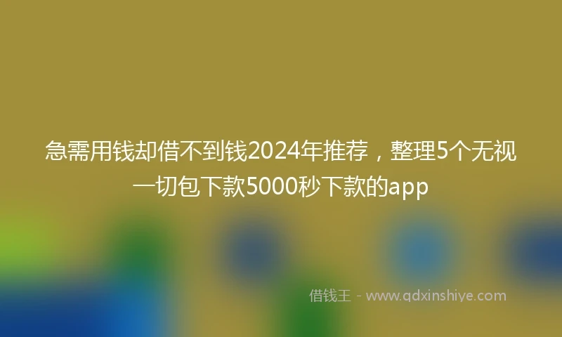 急需用钱却借不到钱2024年推荐，整理5个无视一切包下款5000秒下款的app