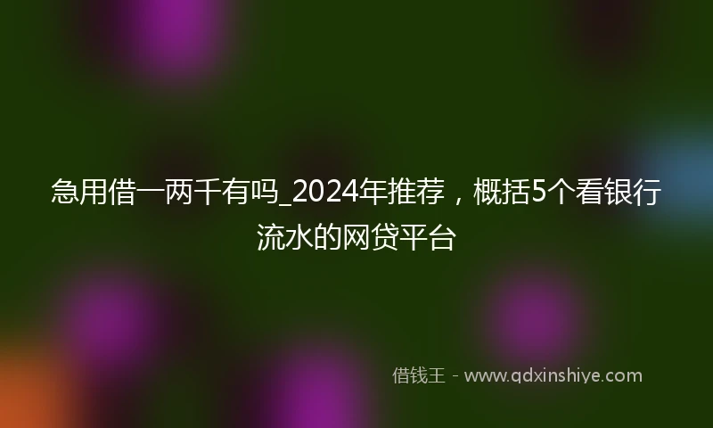 急用借一两千有吗_2024年推荐，概括5个看银行流水的网贷平台