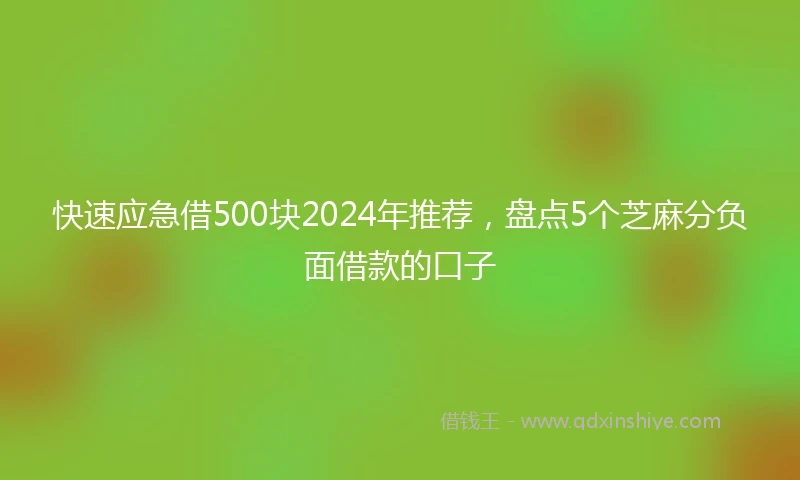 快速应急借500块2024年推荐，盘点5个芝麻分负面借款的口子