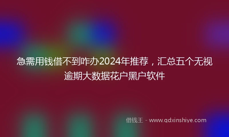急需用钱借不到咋办2024年推荐，汇总五个无视逾期大数据花户黑户软件