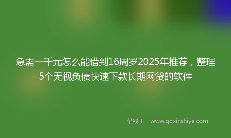 急需一千元怎么能借到16周岁2025年推荐，整理5个无视负债快速下款长期网贷的软件