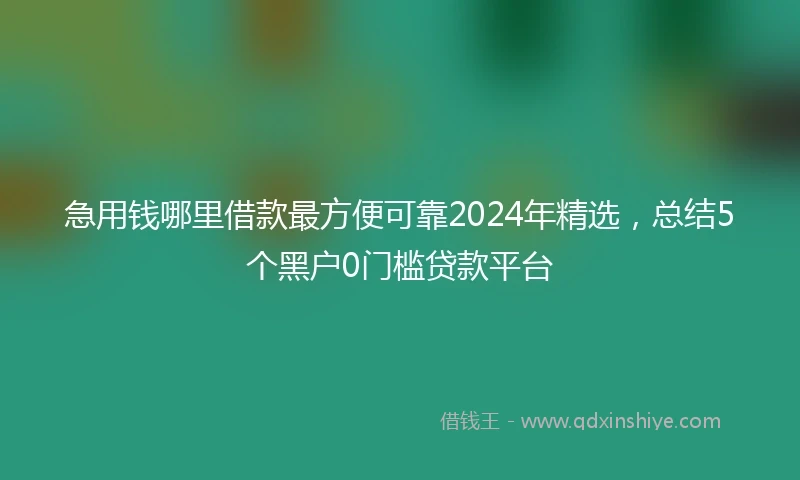 急用钱哪里借款最方便可靠2024年精选,总结5个黑户0门槛贷款平台