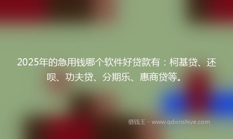 2025年的急用钱哪个软件好贷款有：柯基贷、还呗、功夫贷、分期乐、惠商贷等。