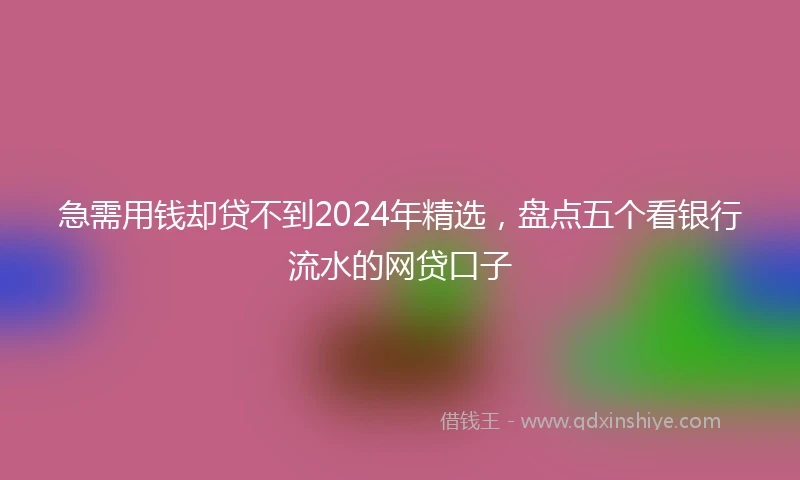 急需用钱却贷不到2024年精选，盘点五个看银行流水的网贷口子