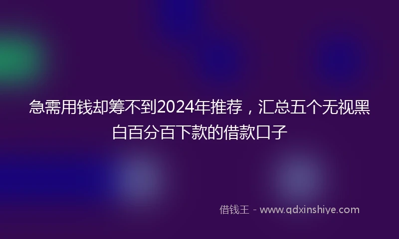 急需用钱却筹不到2024年推荐，汇总五个无视黑白百分百下款的借款口子