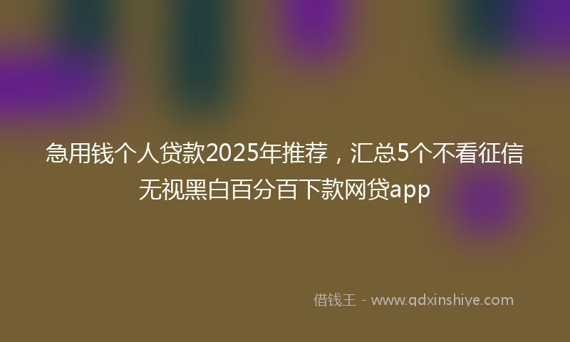 急用钱个人贷款2025年推荐，汇总5个不看征信无视黑白百分百下款网贷app