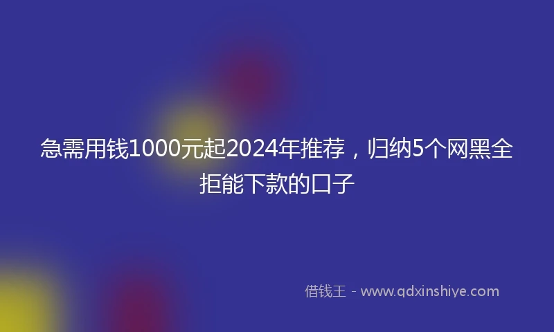 急需用钱1000元起2024年推荐，归纳5个网黑全拒能下款的口子