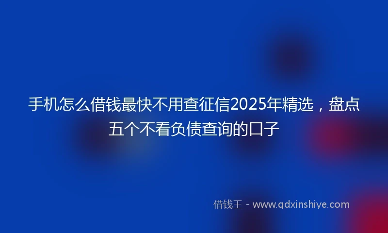 手机怎么借钱最快不用查征信2025年精选，盘点五个不看负债查询的口子