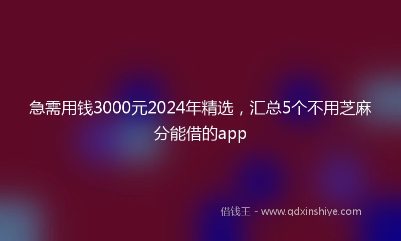急需用钱3000元2024年精选，汇总5个不用芝麻分能借的app
