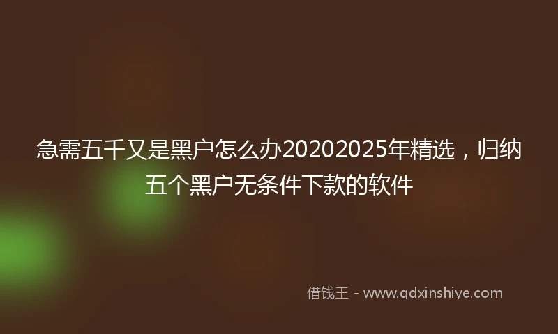 急需五千又是黑户怎么办20202025年精选，归纳五个黑户无条件下款的软件