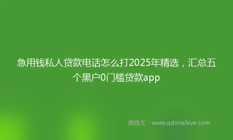 急用钱私人贷款电话怎么打2025年精选，汇总五个黑户0门槛贷款app
