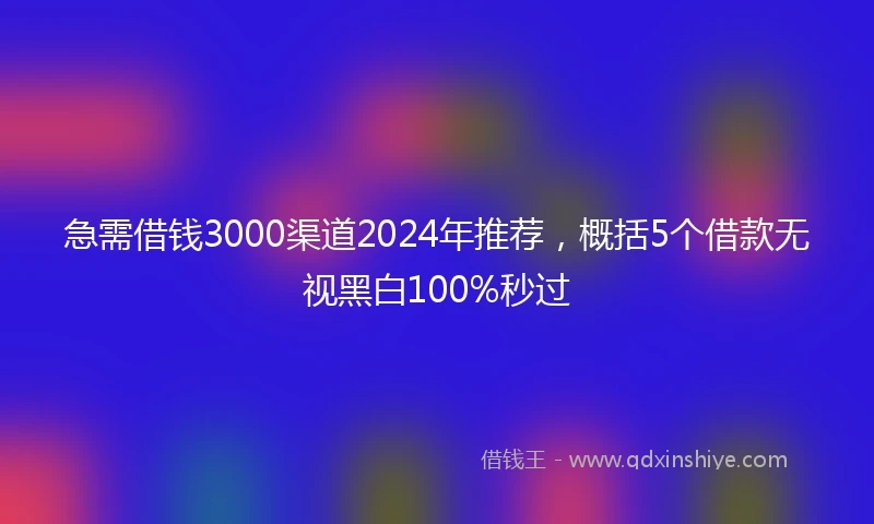 急需借钱3000渠道2024年推荐，概括5个借款无视黑白100%秒过