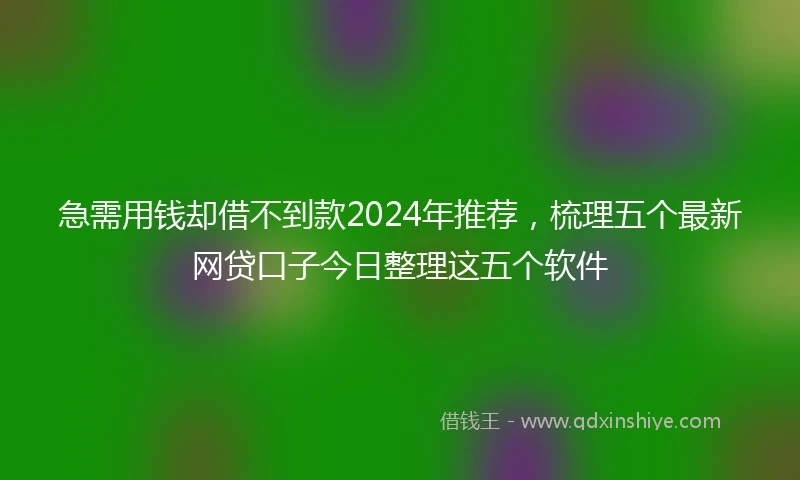 急需用钱却借不到款2024年推荐，梳理五个最新网贷口子今日整理这五个软件