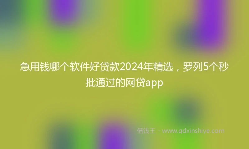 急用钱哪个软件好贷款2024年精选，罗列5个秒批通过的网贷app