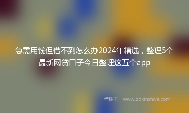 急需用钱但借不到怎么办2024年精选，整理5个最新网贷口子今日整理这五个app