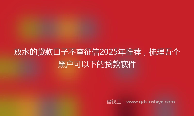 放水的贷款口子不查征信2025年推荐，梳理五个黑户可以下的贷款软件