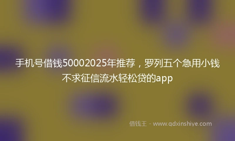 手机号借钱50002025年推荐，罗列五个急用小钱不求征信流水轻松贷的app