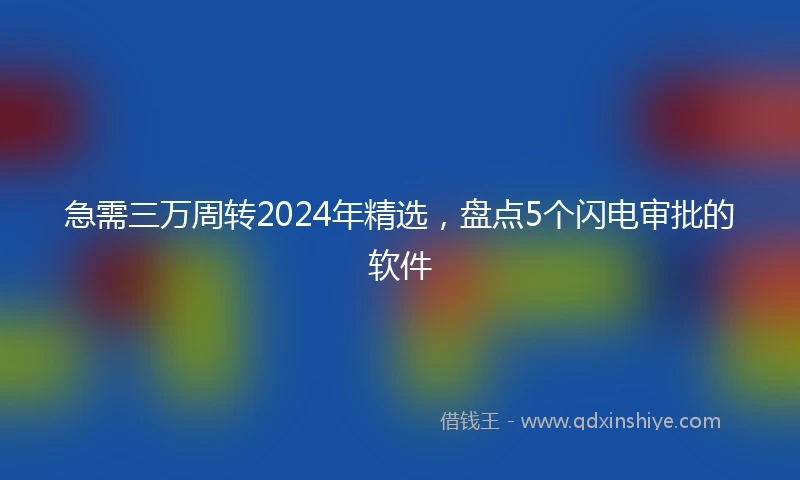 急需三万周转2024年精选，盘点5个闪电审批的软件