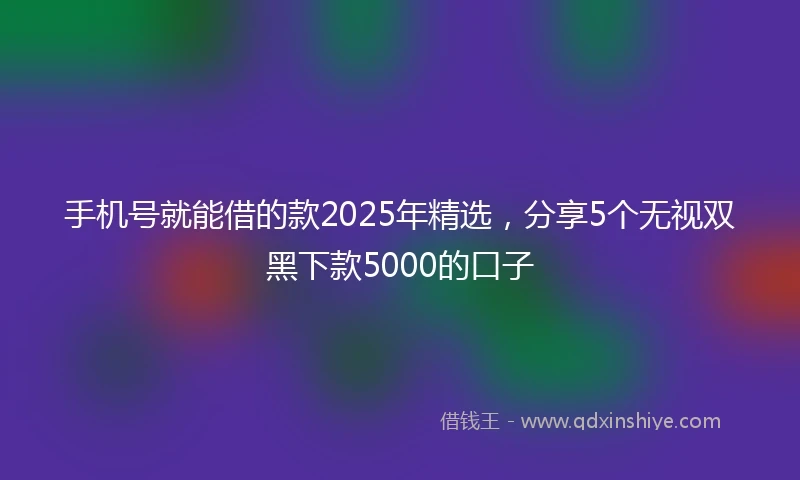 手机号就能借的款2025年精选，分享5个无视双黑下款5000的口子