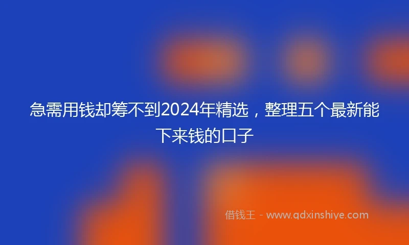 急需用钱却筹不到2024年精选，整理五个最新能下来钱的口子