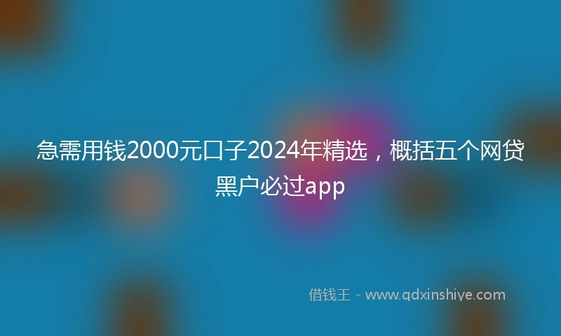 急需用钱2000元口子2024年精选，概括五个网贷黑户必过app