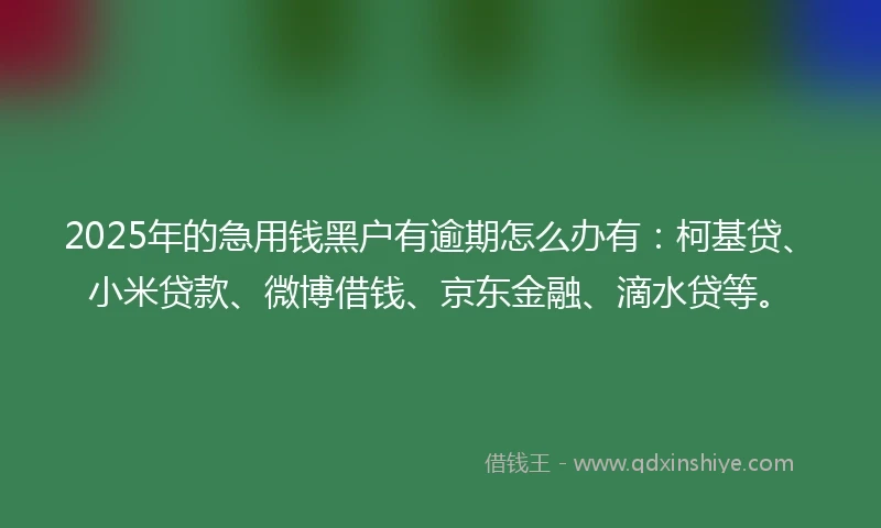 2025年的急用钱黑户有逾期怎么办有：柯基贷、小米贷款、微博借钱、京东金融、滴水贷等。