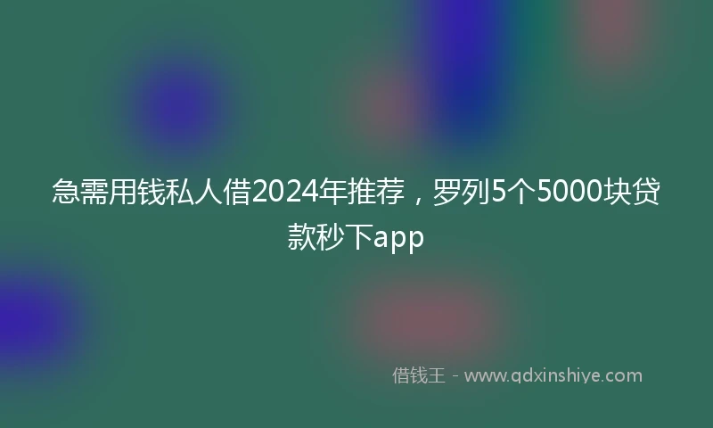 急需用钱私人借2024年推荐，罗列5个5000块贷款秒下app