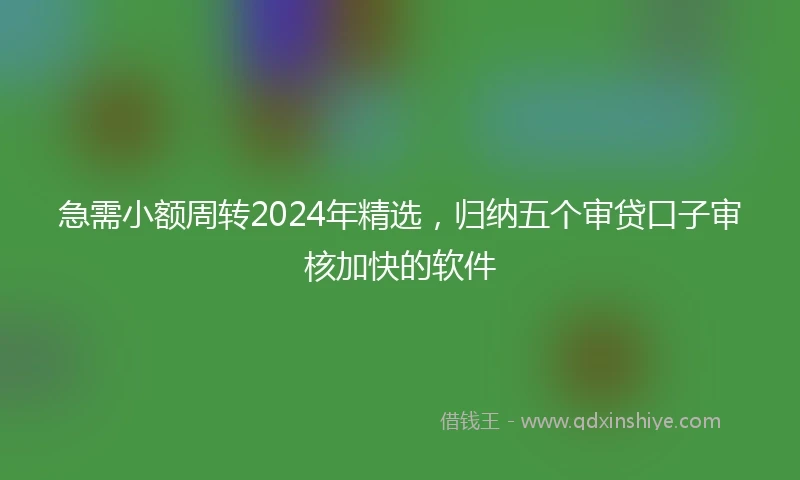 急需小额周转2024年精选，归纳五个审贷口子审核加快的软件