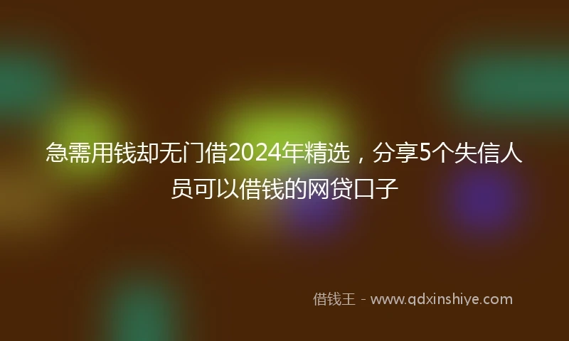急需用钱却无门借2024年精选，分享5个失信人员可以借钱的网贷口子