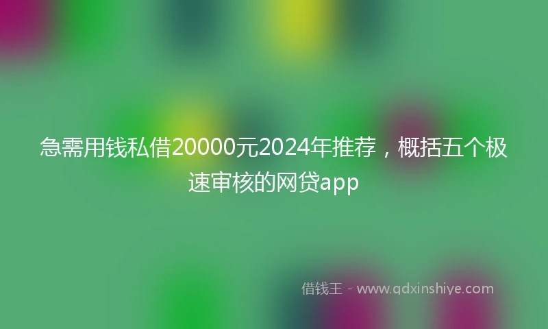 急需用钱私借20000元2024年推荐，概括五个极速审核的网贷app