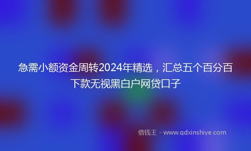 急需小额资金周转2024年精选，汇总五个百分百下款无视黑白户网贷口子