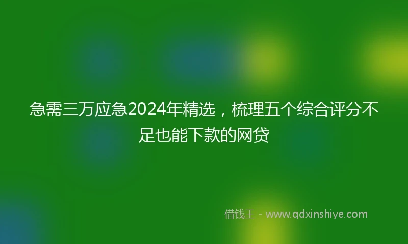 急需三万应急2024年精选，梳理五个综合评分不足也能下款的网贷