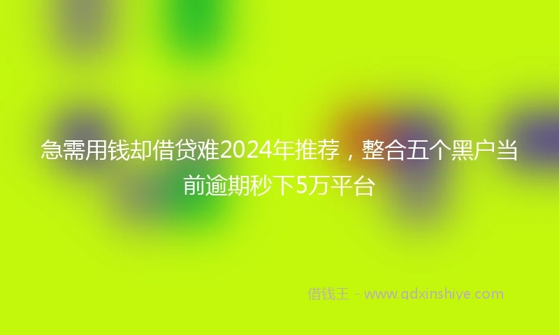 急需用钱却借贷难2024年推荐，整合五个黑户当前逾期秒下5万平台