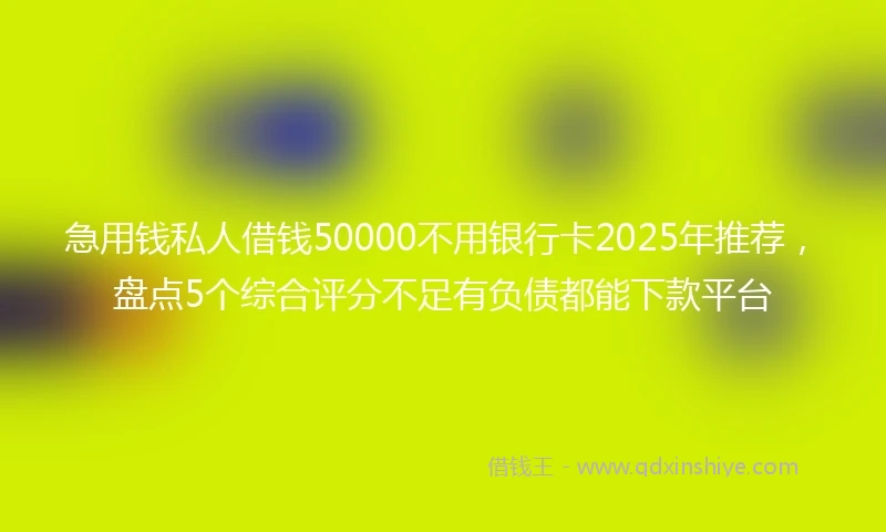 急用钱私人借钱50000不用银行卡2025年推荐，盘点5个综合评分不足有负债都能下款平台