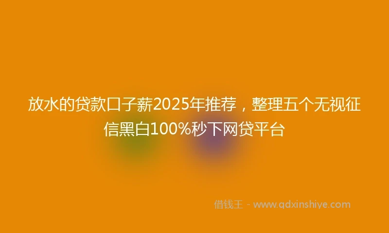 放水的贷款口子薪2025年推荐，整理五个无视征信黑白100%秒下网贷平台