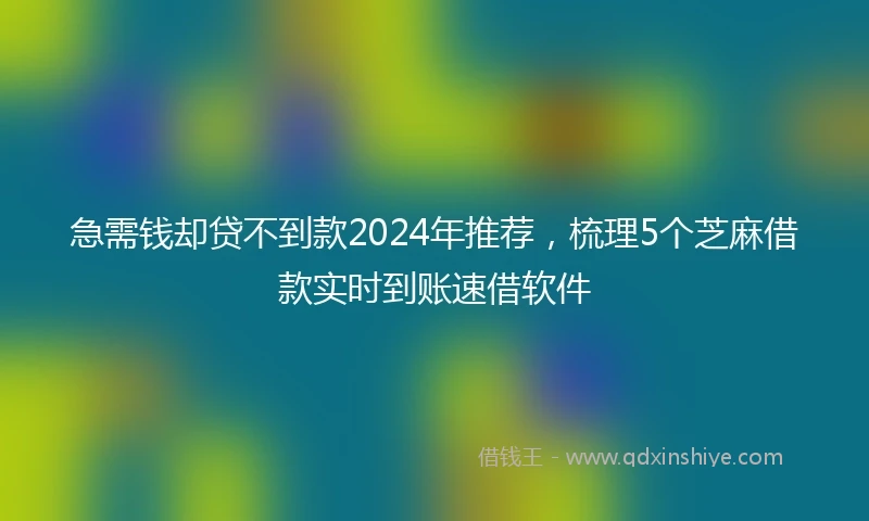 急需钱却贷不到款2024年推荐，梳理5个芝麻借款实时到账速借软件