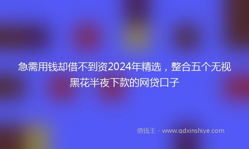 急需用钱却借不到资2024年精选，整合五个无视黑花半夜下款的网贷口子