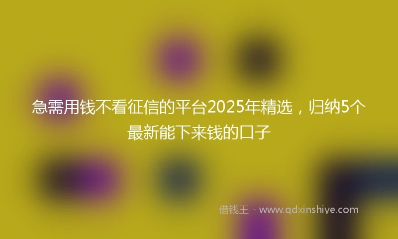 急需用钱不看征信的平台2025年精选，归纳5个最新能下来钱的口子