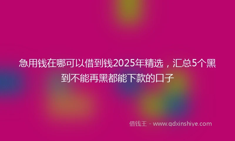 急用钱在哪可以借到钱2025年精选，汇总5个黑到不能再黑都能下款的口子